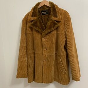 Vintage 70s Wide Wale Corduroy Andhurst Sportswear Rancher Coat MENS 44 XL Tan